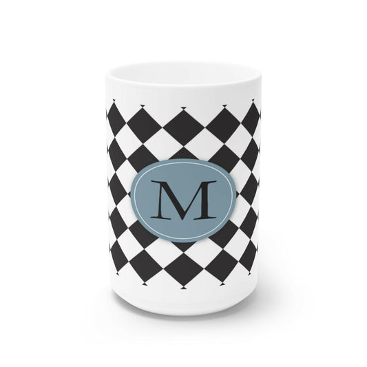 White Ceramic Mug, 11oz and 15oz M black and white
