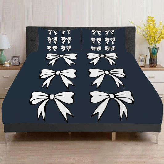 Bedding black with white decoration